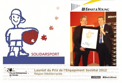 Solidarsport 1 Jean Mane, Président du jury de la Région Méditerranée, remet le Prix de l'engagement sociétal à Jacques Rémond, Président-fondateur de Solidarsport